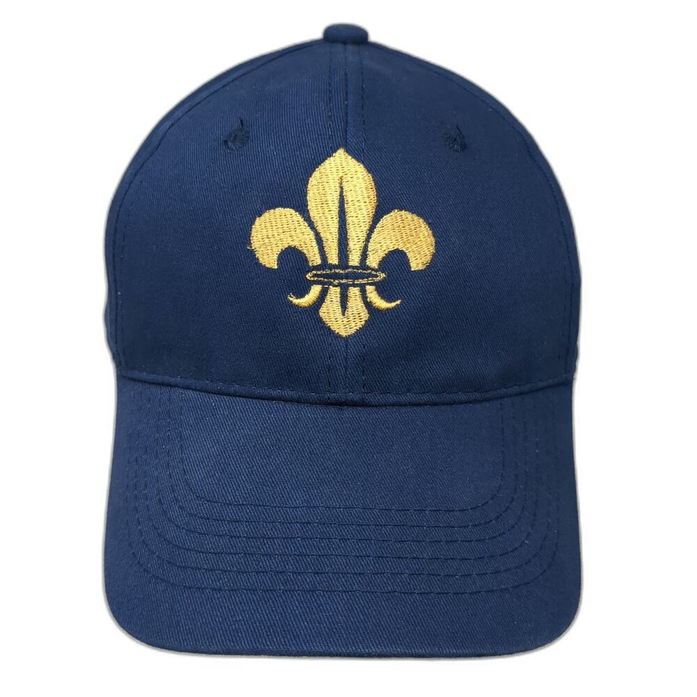 George Baseball Cap Blue One Size Fleur-de-lis NS Gold Embroidery Strapback Hat